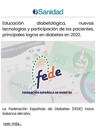 Educación diabetológica, nuevas tecnologías y participación de los pacientes, principales logros en diabetes en 2022.