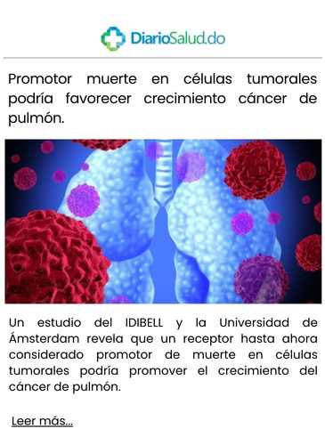 Promotor muerte en células tumorales podría favorecer crecimiento cáncer de pulmón.