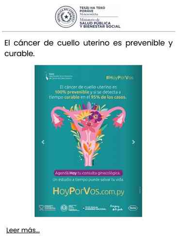 El cáncer de cuello uterino es prevenible y curable.
