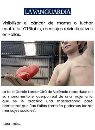 Visibilizar el cáncer de mama o luchar contra la LGTBfobia, mensajes reivindicativos en Fallas.
