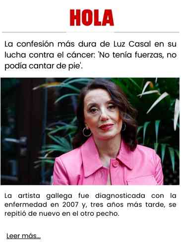 La confesión más dura de Luz Casal en su lucha contra el cáncer 'No tenía fuerzas, no podía cantar de pie'.
