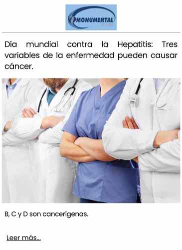 Día mundial contra la Hepatitis Tres variables de la enfermedad pueden causar cáncer.
