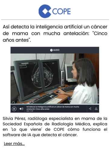 Así detecta la inteligencia artificial un cáncer de mama con mucha antelación Cinco años antes.