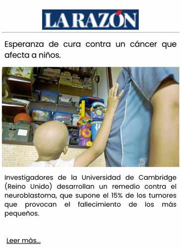 Esperanza de cura contra un cáncer que afecta a niños.