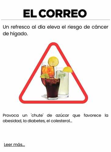Un refresco al día eleva el riesgo de cáncer de hígado.